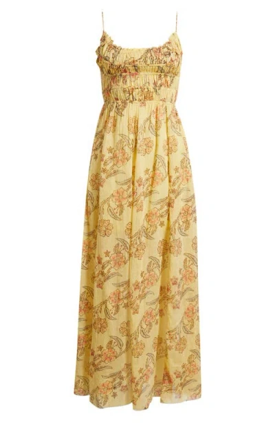 Free People Ciella Floral Cotton Maxi Dress In Gold