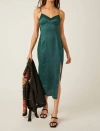 Free People City Cool Satin Slipdress In Green
