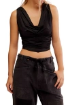 Free People City Nights Cowl Neck Sleeveless Top In Black