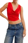Free People City Nights Cowl Neck Sleeveless Top In Fiery Red