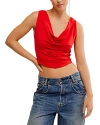 Free People City Nights Cowl Neck Sleeveless Top In Fiery Red
