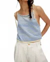 Free People Claire Stripe Knit Crop Camisole In Blue