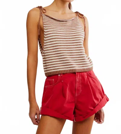 Free People Claire Knit Tank Top In White Praline Combo In Multi