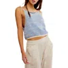 Free People Claire Stripe Knit Crop Camisole In Granada Sky Combo
