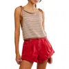 Free People Claire Stripe Knit Crop Camisole In White Praline Combo