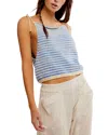 Free People Claire Stripe Knit Crop Camisole In Granada Sky Combo