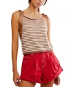 Free People Claire Stripe Knit Crop Camisole In White Praline