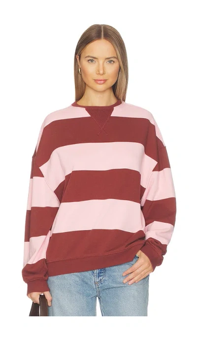 Free People Oversize Stripe Sweatshirt In Brown