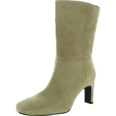 Free People Claudette Womens Covered Heel Suede Ankle Boots In Beige