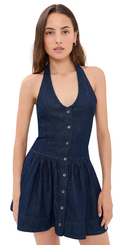 Free People Clean Break Denim Mini Dress In Nightwatch