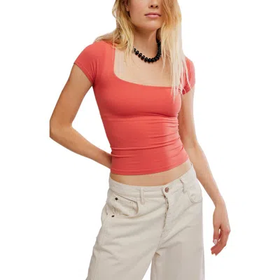 Free People Clean Lines Baby T-shirt In Red