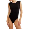 Free People Clean Lines Boat Neck Bodysuit In Black