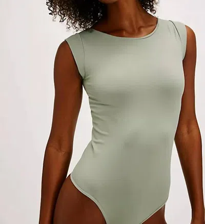 Free People Clean Lines Boatneck Bodysuit In Laurel Oak