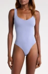 Free People Clean Lines Bodysuit In Blue Granite
