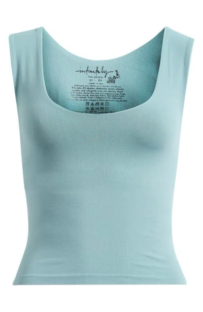 Free People Clean Lines Seamless Crop Muscle Tank In Blue
