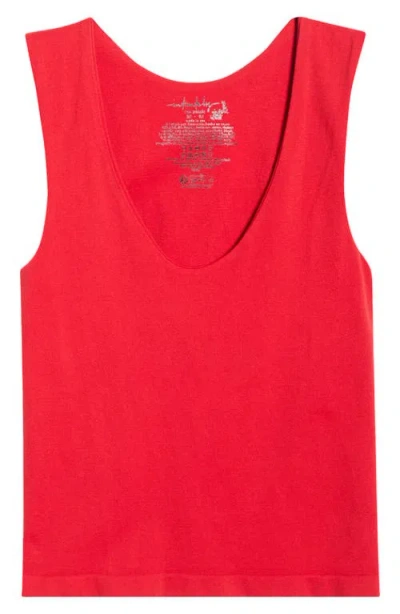 Free People Clean Lines Seamless Crop Muscle Tank In Red