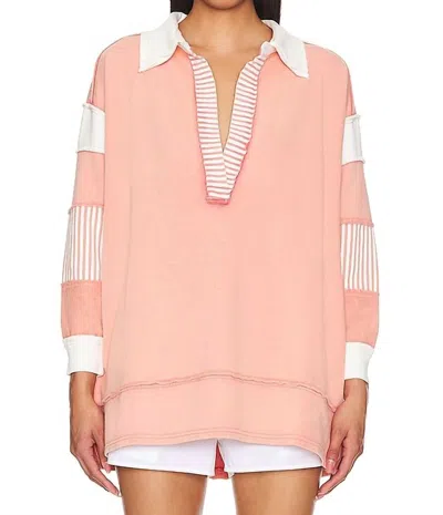 Free People Clean Prep Polo In Rosetta Combo In Pink