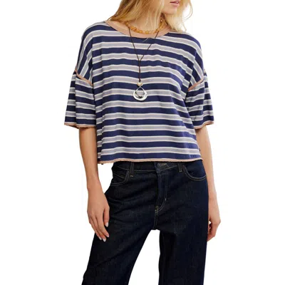 Free People Clean Rugby Stripe Cotton Top In Blue