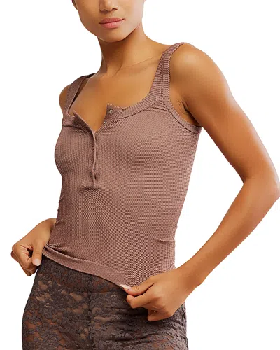 Free People Clean Slate Henley Tank Top In Gray