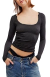 Free People Clean Slate Layering Stretch Crop Top In Black