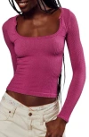 Free People Clean Slate Layering Stretch Crop Top In Boysenberry