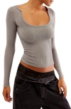 Free People Clean Slate Layering Stretch Crop Top In Heather Grey