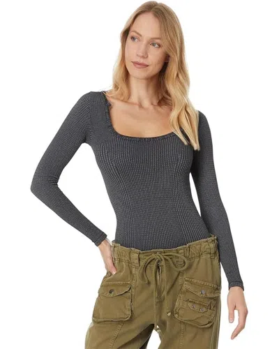 Free People Clean Slate Seamless Layering Top Womensblack Pullover Buu165 In Black