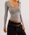 Free People Clean Slate Layering Stretch Crop Top In Grey