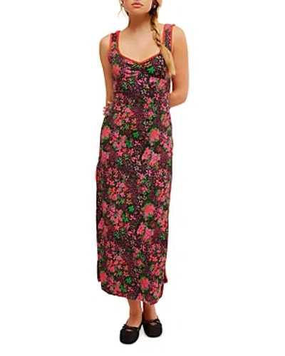 Free People Clementine Floral Midi Dress In Black Combo