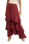 Free People Clementine Tiered Maxi Skirt In Aged Red