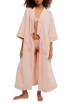 Free People Close To Home Cotton Flannel Robe In Pink