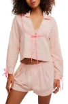 Free People Close To Home Cotton Flannel Short Pajamas In Pink