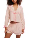 Free People Close To Home Flannel Pajama Set In Pink