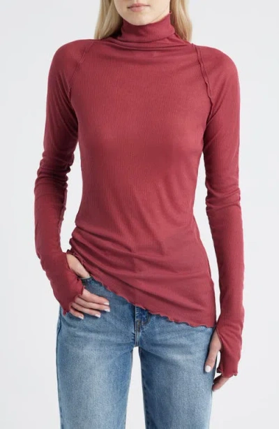 Free People Close To Home Rib Turtleneck Top In Brown