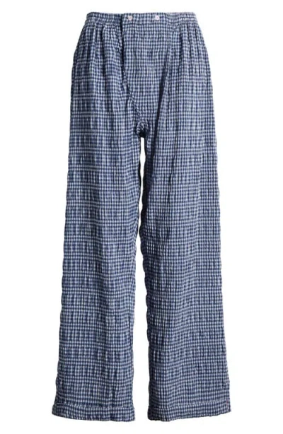 Free People Cloud Ten Check Print Pajama Pants In Navy Combo