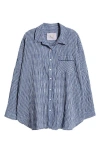 Free People Cloud Ten Seersucker Pajama Shirt In Navy Combo