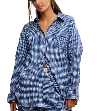 Free People Cloud Ten Seersucker Sleep Shirt In Navy In Blue