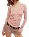 Free People Clover Printed Thermal Top In Pink Combo In Pink Combo