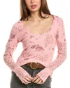 Free People Clover Printed Thermal Top In Pink Combo In Pink