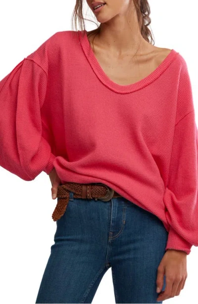 Free People Coast 2 Coast Oversize Thermal Top In Red