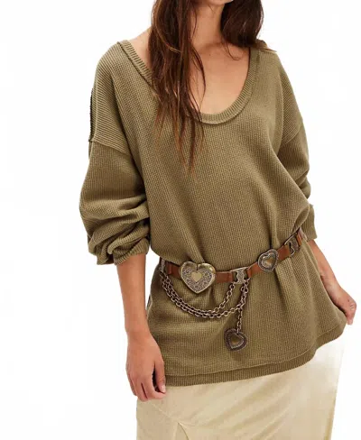 Free People Coast To Coast Thermal Sweater In Gothic Olive In Green