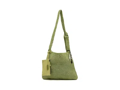 Free People Coastal Crush Straw Tote Handbags Matcha: One Size In Green