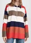 Free People Coastal Stripe Half-zip Pullover In Multi