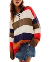 Free People Coastal Stripe Half-zip Pullover In Set Sail Combo