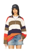 Free People Coastal Stripe Half-zip Pullover In Set Sail Combo
