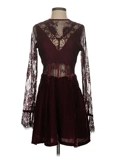 Pre-owned Free People Cocktail Dress In Burgundy