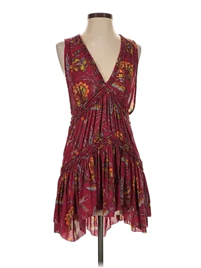 Pre-owned Free People Cocktail Dress In Burgundy