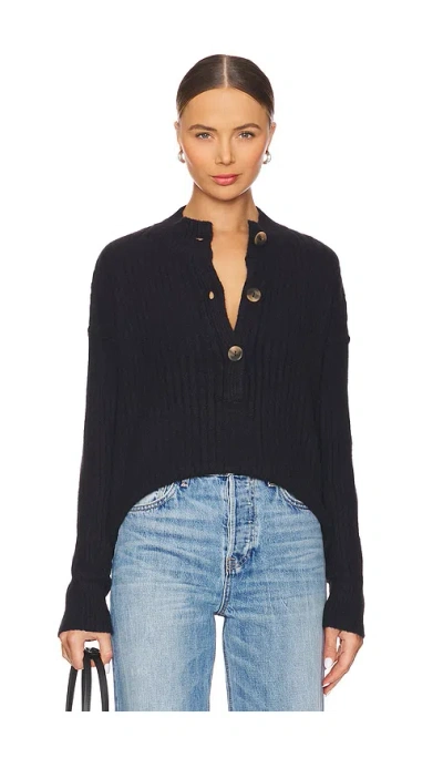 Free People Cocoa Henley Pullover In Black