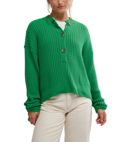 Free People Cocoa Henley Pullover In Rolling Hills