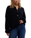 Free People Cocoa Henley Sweater In Black